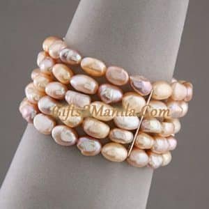 5 Row 8-9mm Fresh Water Pink Pearl Bracelet