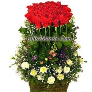 70 Red Rose Basket