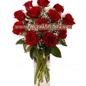 One Dozen Stemmed Red Roses