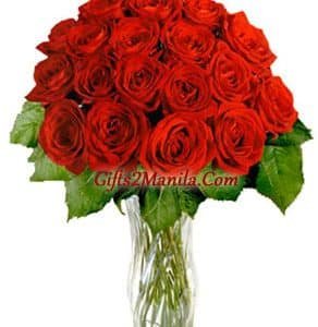 24 Red Roses in Vase