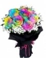 10 Rainbow Roses in a Bouquet