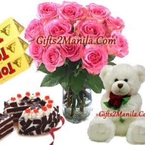 Combo Pink Roses in A vase