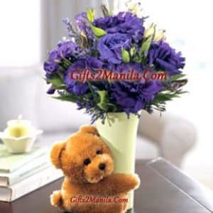 Blue Rose with Bear