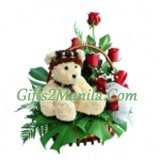 Teddy and red rose