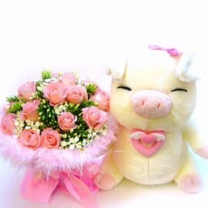 Rose with Piggy doll