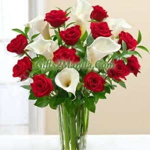 Red Rose and White Calla Lily